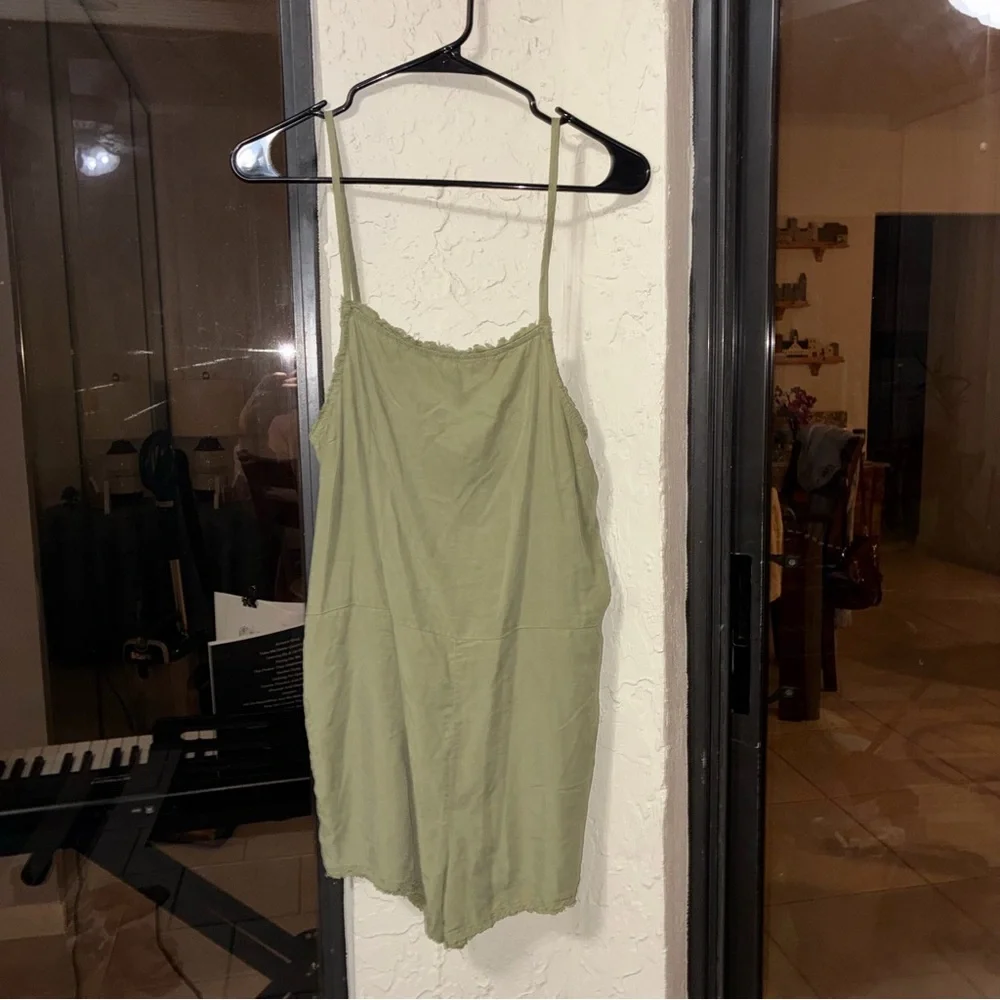 Bella Dahl Olive Romper Cami with Lace Trim - Picture 1 of 4